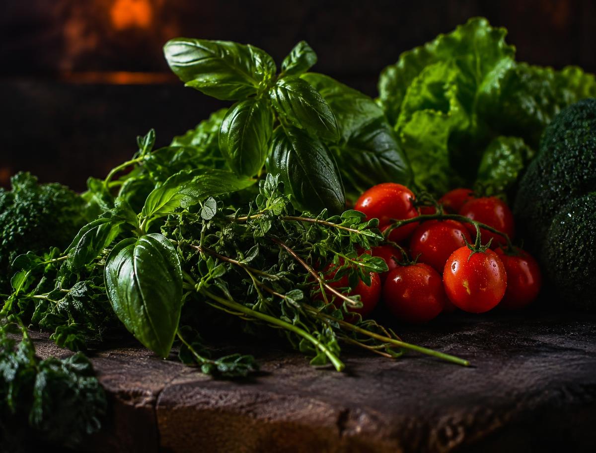 Fresh herbs and vegetables